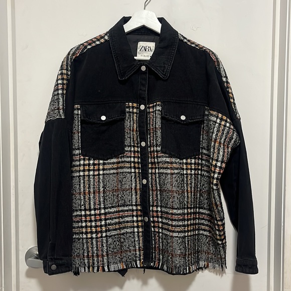Zara Denim and tweed Shirt Large - Picture 7 of 10